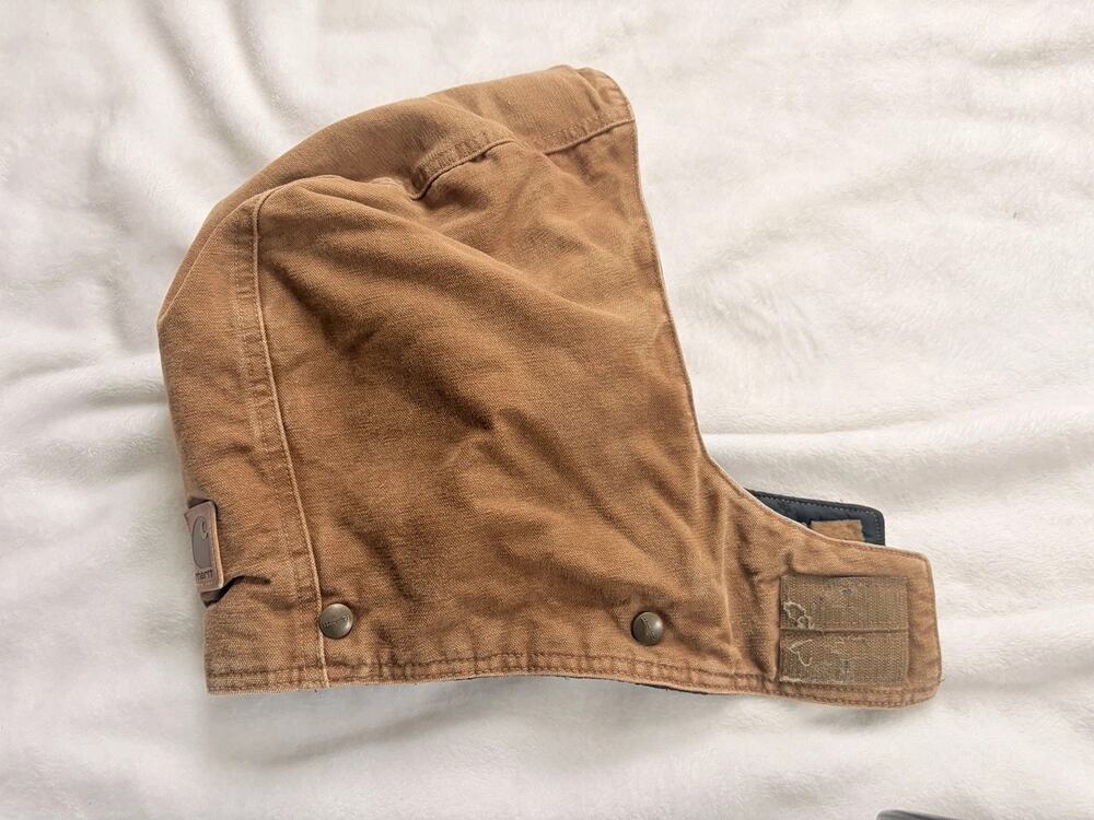 Carhartt Insulated Canvas Hood Size S-XL Brown Quilted Durable Snap On